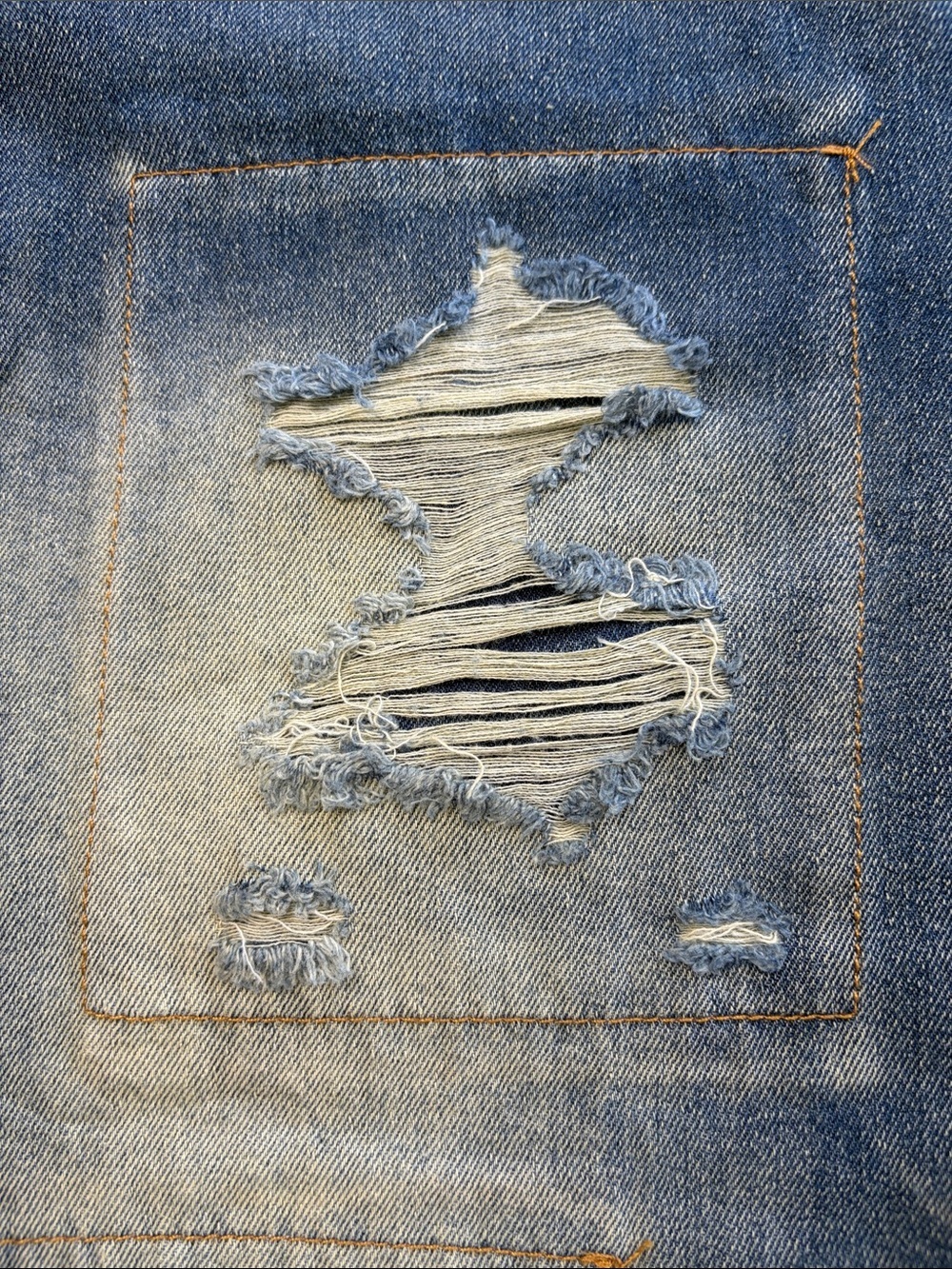‼️LAST ONE‼️GRUNGE Jeans A Rare Bird Blue Distressed Wide-Leg Patchwork Detail - Picture 7 of 10